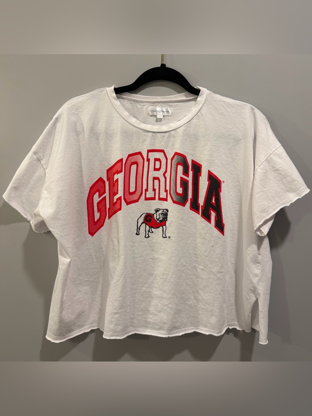Stewart Simmons Georgia Bulldogs Logo Cropped Rolled Hem Tee White Multi M